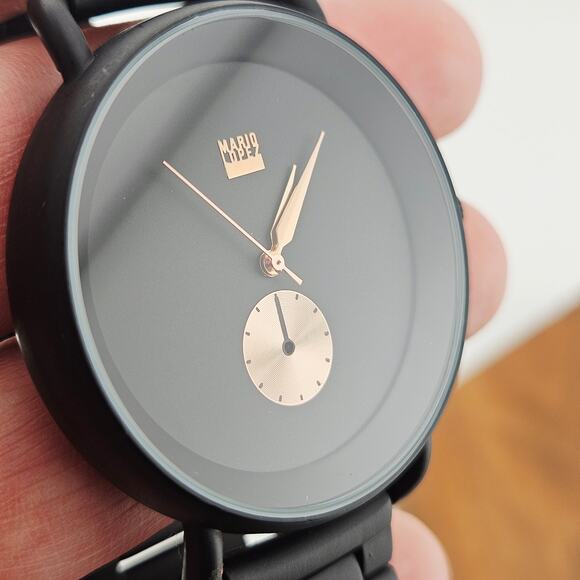 Mario Lopez Men's Minimalist Black Out Watch Sleek Professional Sophisticated - Picture 3 of 7